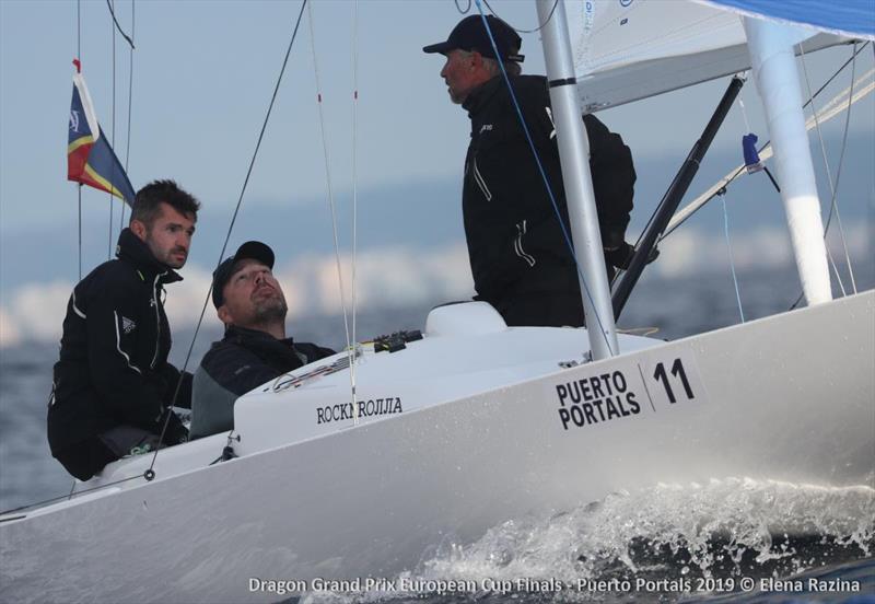 Dmitry Samokhin, Kasper Harsberg and Andre Kirilyuk sailing Rocknrolla placed third overall in the Dragon Grand Prix European Cup Finals - photo © Elena Razina