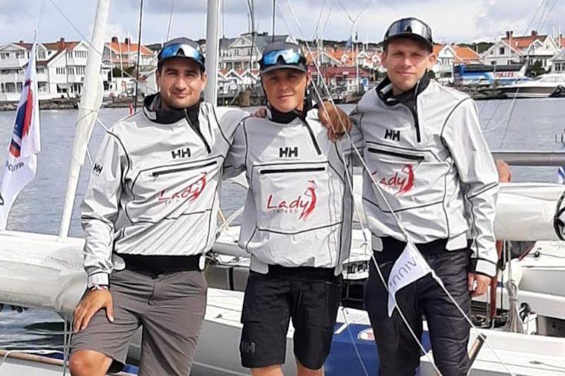 Crew of DEN413 'Lady in Red' from the Royal Danish Yacht Club - Felix Jacobsen, Jacob Meesenburg and Mads Christian Taatø - photo © IDA