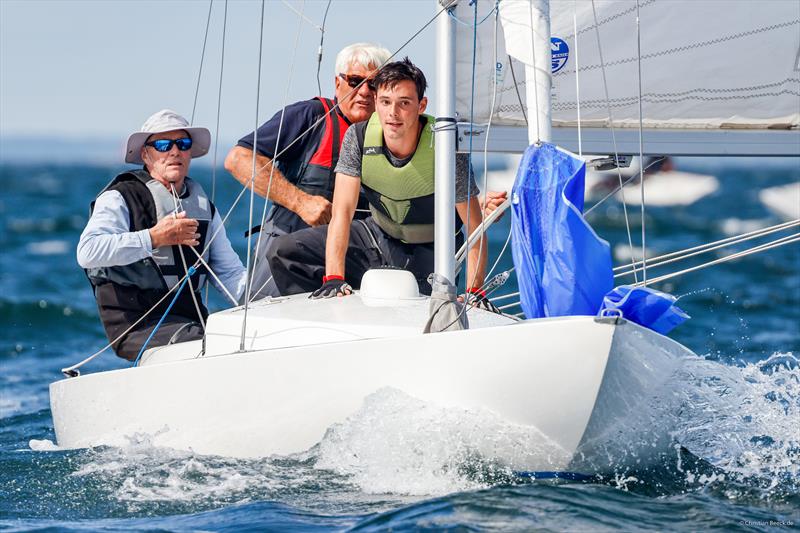 Heinz Laprell also had a short stint. The 1972 Olympian in the Tempest was helmsman in owner Bernd Hassenjürgen's Dragon. Third man on board was Philipp Grohmann photo copyright www.segel-bilder.de taken at Kieler Yacht Club and featuring the Dragon class