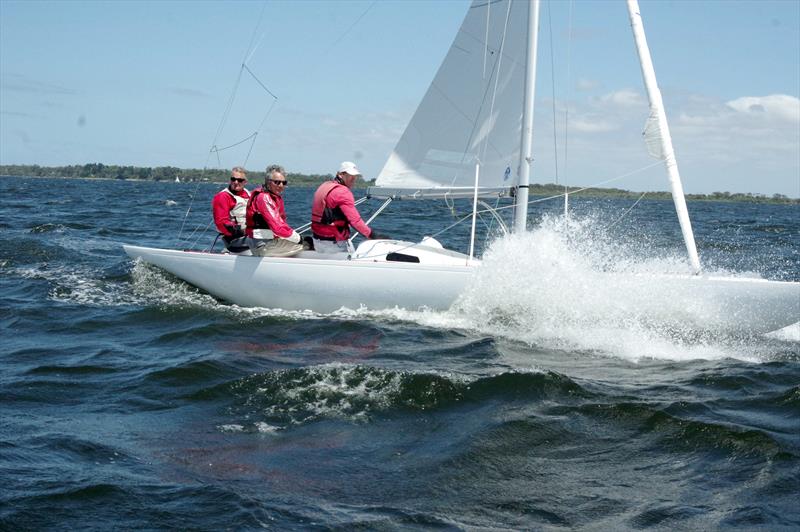 Fresh from the NSW Championship and the Prince Philip Cup, Imagination was contesting hard all day in the International Dragon Victorian Championship. At the end of day one, Imagination is in third place on the series board - photo © Jeanette Severs