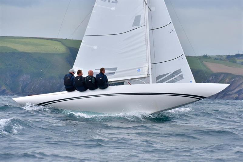 Whisper launching it off the Old Head of Kinsale photo copyright Dave Cullinane taken at Kinsale Yacht Club and featuring the Dragon class