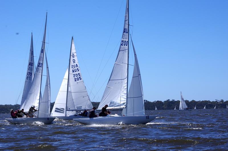 Riga ahead of Karabos IX with Gordon and Imagination following photo copyright Jeanette Severs taken at Metung Yacht Club and featuring the Dragon class