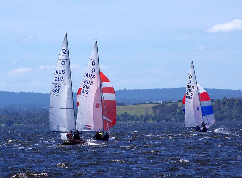 The crews of Trio and Liquidity – both NSW yachts – following Pennyfarthing, a yacht from Western Australia, contesting the Prince Philip Cup 2024 photo copyright Jeanette Severs taken at Metung Yacht Club and featuring the Dragon class