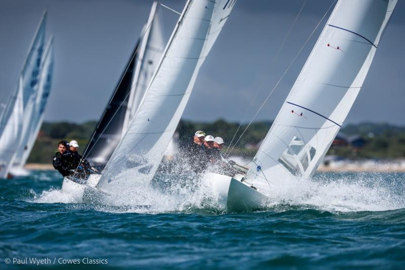 Day 1 startline during the 17th Cowes Classics Regatta photo copyright Paul Wyeth / www.pwpictures.com taken at Royal Thames Yacht Club and featuring the Dragon class