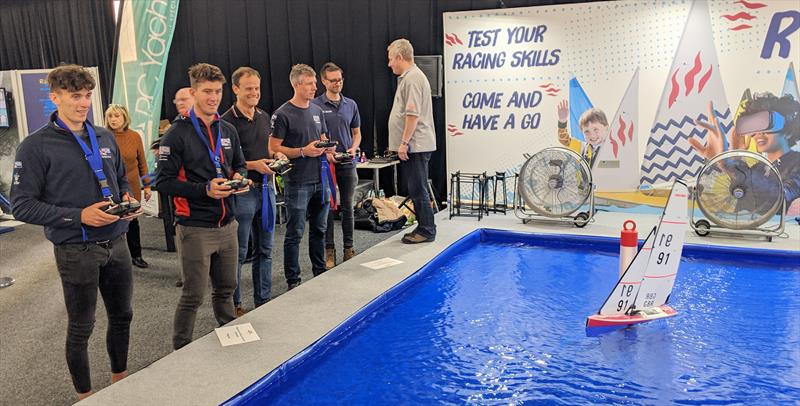 British Sailing Team members and Mark Jardine have a go at the model yachting after the YachtsandYachting com RYA Dinghy Show Exhibitors' Model Yacht Race photo copyright Sarah Heron taken at RYA Dinghy Show and featuring the RG65 class