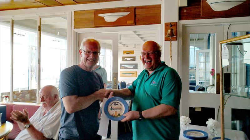 David & Adrian Gibbons celebrate Victoria's victory in the EAORA Amazon Cup photo copyright Laura Ivermee taken at Royal Corinthian Yacht Club, Burnham and featuring the EAORA class