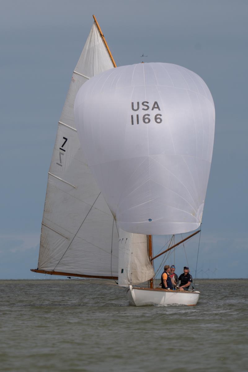 East Coast One Design sailing on Day 1 of Burnham Week 2025 photo copyright Petru Balau Sports Photography / sports.hub47.com taken at Royal Corinthian Yacht Club and featuring the East Coast One Design class