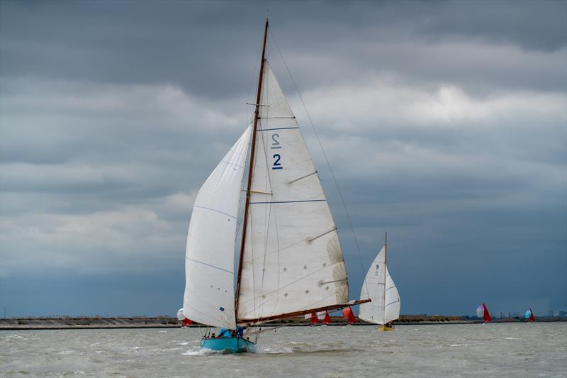 Ian Wilson's ECOD Widgeon sails during Burnham Week 2025 photo copyright Petru Balau Sports Photography / sports.hub47.com taken at Royal Corinthian Yacht Club and featuring the East Coast One Design class