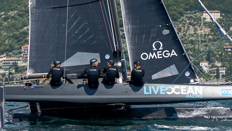 From left Liv Mackay, Jason Saunders, Serena Woodall, Helena SandersonLive Ocean Racing - Foiling Week, Lake Garda, Italy, July 2022 photo copyright Dani Devine taken at Vela Club Campione del Garda and featuring the  class