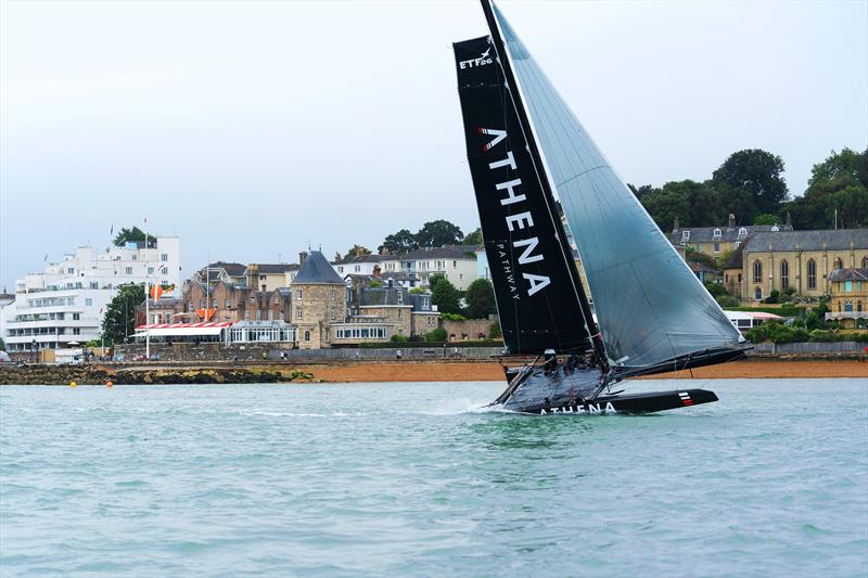 A fly-by of the Royal Yacht Squadron during Cowes Week by the Athena Pathway ETF26 - photo © C Gregory / Athena Pathway
