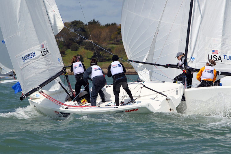 Tunnicliffe vs. Barkow in the final day of the U.S. Olympic Team Qualifying Regatta photo copyright US Sailing Team AlphaGraphic taken at Weymouth & Portland Sailing Academy and featuring the Elliott 6m class