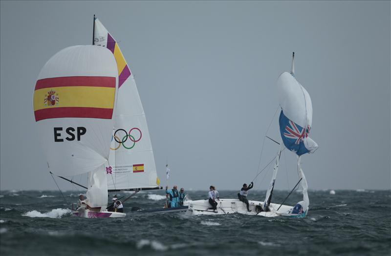 Tamara Echegoyen Dominguez, Sofia Toro Prieto Puga and Angela Pumariega Menendez (ESP) win gold in the Women's Match Racing at London 2012 photo copyright onEdition taken at Weymouth & Portland Sailing Academy and featuring the Elliott 6m class