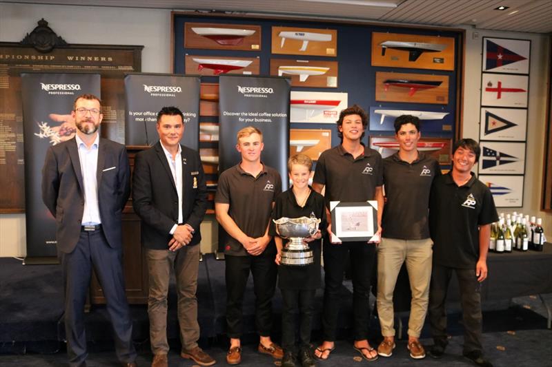Nespresso Youth International Match Racing Cup - Day 4, Final  - Takahashi and team collect the spoils  photo copyright Andrew Delves RNZYS taken at Royal New Zealand Yacht Squadron and featuring the Elliott 6m class