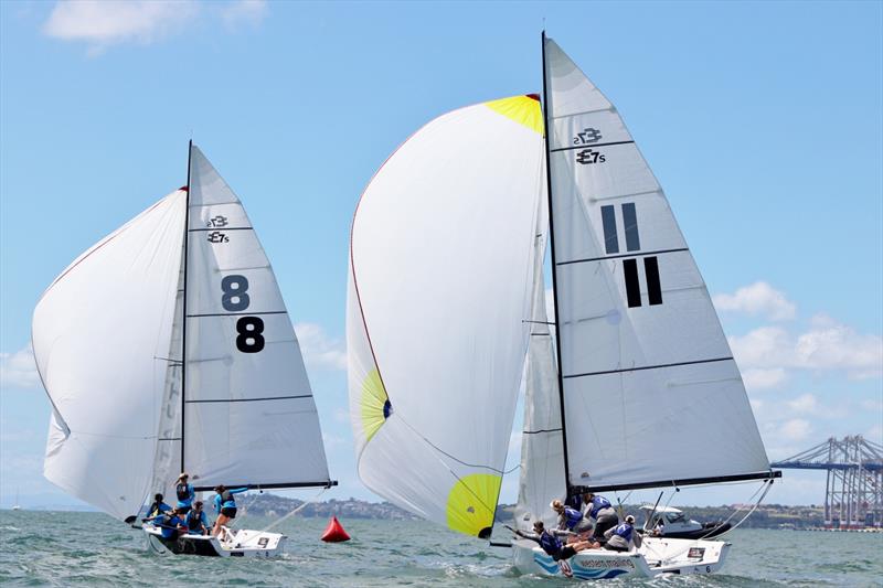 Willison leads over Blecher - Final day, NZ Womens Match Racing Championships, Day 4, February 12, 2019 photo copyright Andrew Delves taken at Royal New Zealand Yacht Squadron and featuring the Elliott 6m class