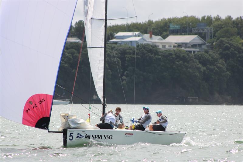 Jordan Stevenson in action in 2018 Nespresso Youth International  photo copyright Andrew Delves taken at Royal New Zealand Yacht Squadron and featuring the Elliott 6m class
