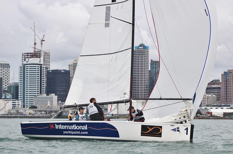Frankie Dair skippering in the YD NZ Match Racing Championships - photo © Andrew Delves