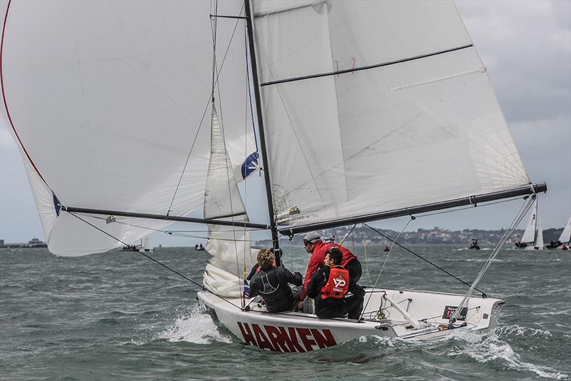 Reuben Corbett downwind  - Yachting Developments NZ Match Racing Championships - Day 3  photo copyright Andrew Delves taken at Royal New Zealand Yacht Squadron and featuring the Elliott 6m class