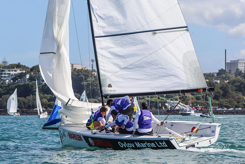 Hodgson (AUS) - Harken Youth Match Racing World Championship  - Day 1 - February 27, 2020 - Waitemata Harbour photo copyright Andrew Delves taken at Royal New Zealand Yacht Squadron and featuring the Elliott 6m class