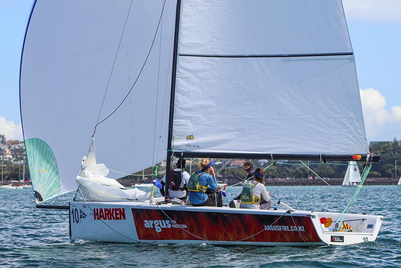 Stock (RSA) - Harken Youth Match Racing World Championship - Day 1 - February 27, 2020 - Waitemata Harbour photo copyright Andrew Delves taken at Royal New Zealand Yacht Squadron and featuring the Elliott 6m class