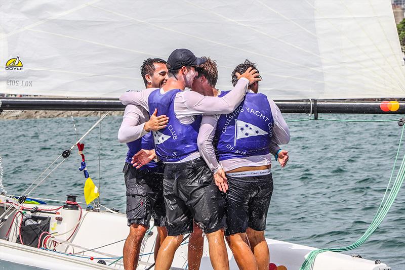 Celebrations for Hodgson's team photo copyright Andrew Delves taken at Royal New Zealand Yacht Squadron and featuring the Elliott 6m class