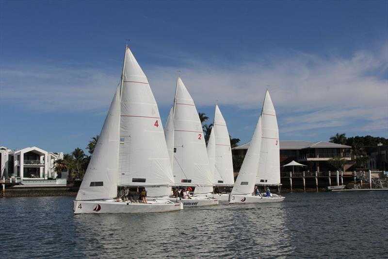 Close racing in the Elliot 6 fleet on the Mooloola River - photo © Mark Dowsett