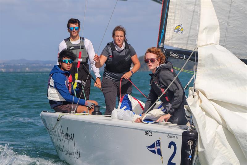Braedyn Denney and his crew rounding the bottom mark - Harken NZ Match Racing Championship - Royal NZ Yacht Squadron - January 22-24, 2022 - photo © William Woodworth - RNZYS Media