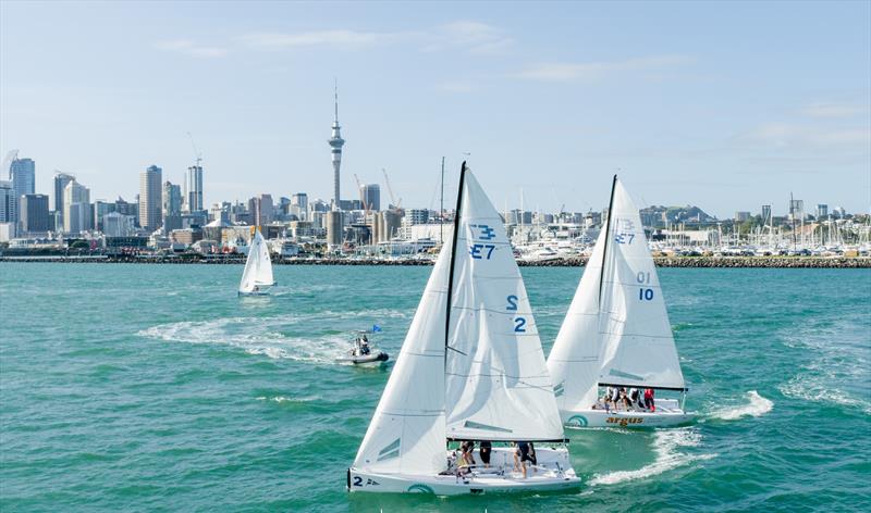 Daniel Kemp & Ethan Fong, pre-start for the semi-finals - Youth International Match Racing Cup - RNZYS - March 7-10, 2024 photo copyright Suellen Hurling taken at Royal New Zealand Yacht Squadron and featuring the Elliott 7 class