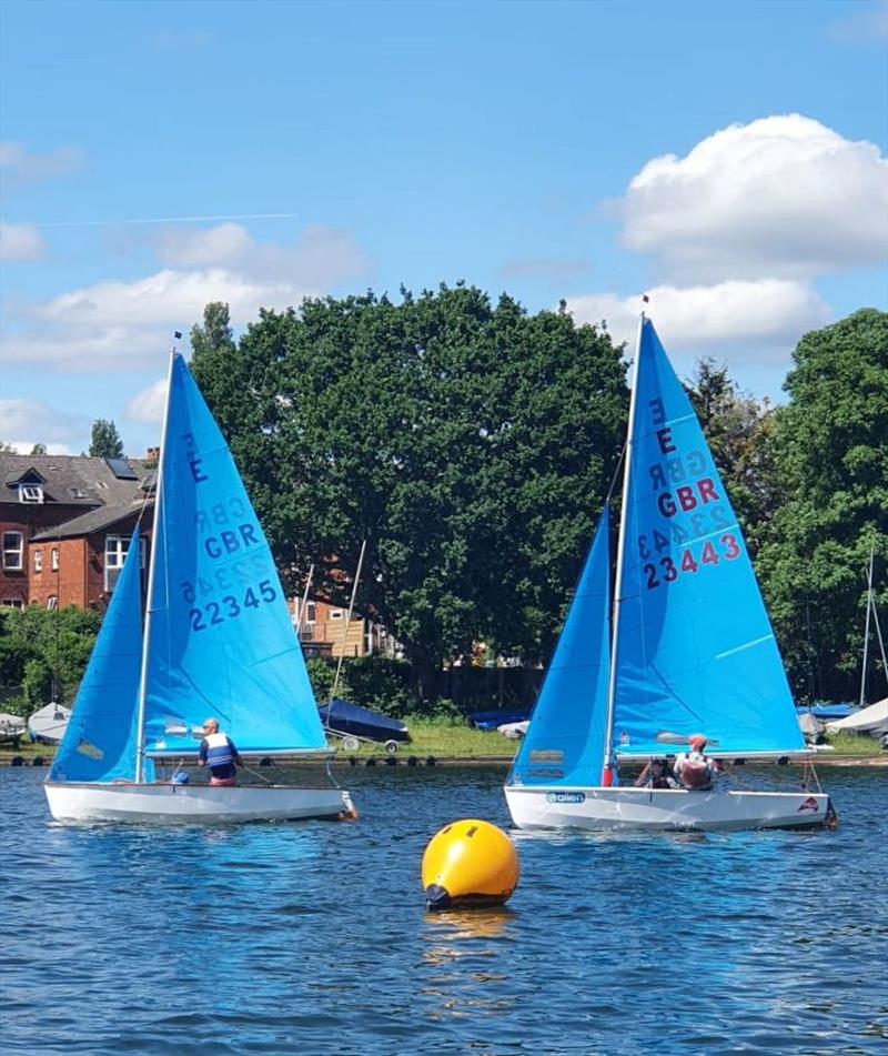 Close racing during the Midland Enterprise Open photo copyright Naomi Guest taken at Midland Sailing Club and featuring the Enterprise class