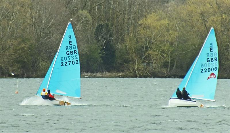 Jane and Nick plane down the reach ahead of Matt and Andy during the Enterprise Midland Area Championship at Middle Nene photo copyright Wilf Kunze taken at Middle Nene Sailing Club and featuring the Enterprise class