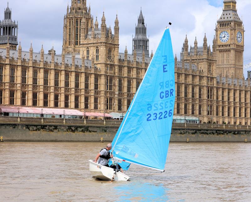 Tideway Dinghy Derby - Enterprise 23226 approaching the Houses of Parliament rounding mark photo copyright Mark Jardine taken at Ranelagh Sailing Club and featuring the Enterprise class