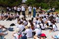 Researchers from the National Research Centre of Oristano speak about some of the waste found over the course of the morning © YCCS / Daniele Macis