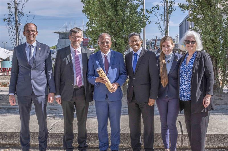 UN Ocean Conference: speakers at The Ocean Race's ocean rights event. (Left to Right) Richard Brisius, Johan Strid, Ulisses Correia da Silva, Danny Faure, Callie Veelenturf and Kristina Gjerde photo copyright Cherie Bridges / The Ocean Race taken at  and featuring the Environment class