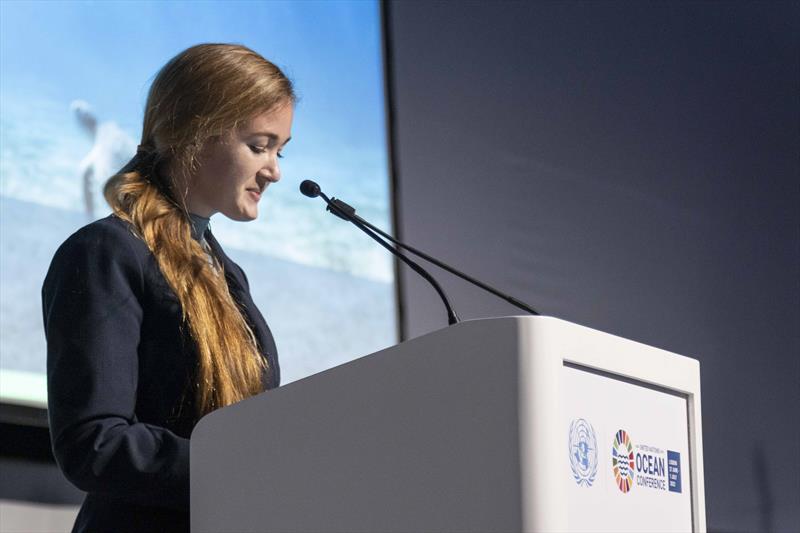 Marine conservation biologist and National Geographic Explorer Callie Veelenturf at The Ocean Race's ocean rights event at the UN Ocean Conference, 30th June 2022 photo copyright Cherie Bridges / The Ocean Race taken at  and featuring the Environment class