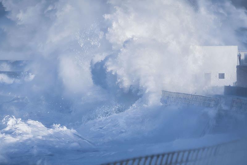 A violent storm surge hitting an Atlantic Ocean coastal wall photo copyright Kristian Bell / stock.adobe.com. taken at  and featuring the Environment class