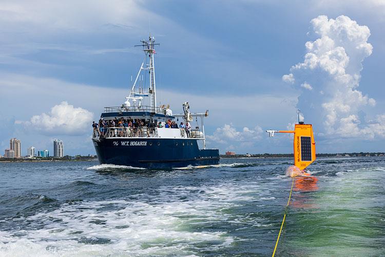 Saildrone Explorers are towed out of high traffic areas like Tampa Bay for deployment off the coast of Florida. Guests and media followed the deployment of the Florida Institute of Technology's RV W.T. Hogarth photo copyright David Hall / NOAA taken at  and featuring the Environment class