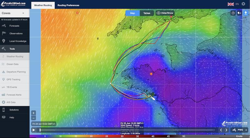 Weather forecast photo copyright Predictwind.com taken at Royal Ocean Racing Club and featuring the Environment class