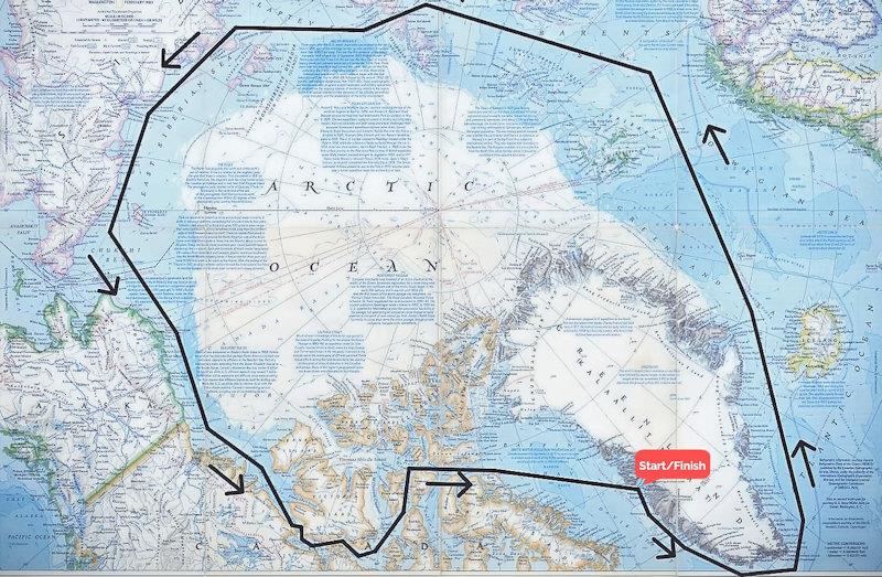Matt Rutherford's route for the first-ever Solo Unassisted Nonstop Circumnavigation of the Arctic photo copyright Ocean Research Project taken at  and featuring the Environment class