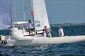Mid-Winter Champions celebrate across the line: Marvin Beckmann and his crew on The Martian (USA1378), Tommy Dietrich, Arantxa Agribay, and Joachim Aschenbrenner - 2022/2023 Etchells Biscayne Bay Series - Mid-Winter East Regatta © Nic Brunk