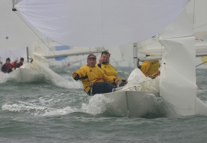 Stuart Childerley, Simon Russell & Roger Marino during the 2005 Volvo National and British Etchells Championship photo copyright Paul Wyeth / www.pwpictures.com taken at  and featuring the Etchells class