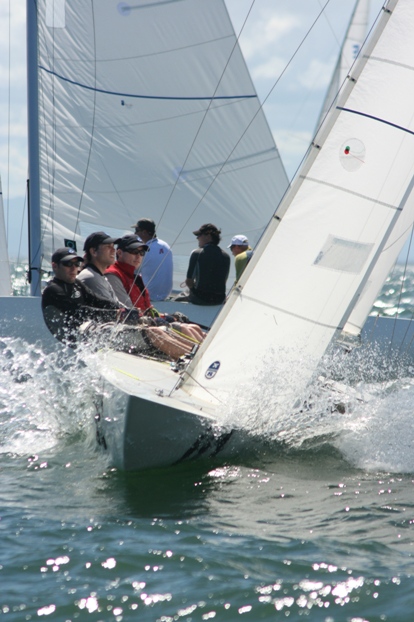 Racing on day two of the 2008 Audi Etchells Australian Championship photo copyright Suellen Hurling taken at Royal Queensland Yacht Squadron and featuring the Etchells class