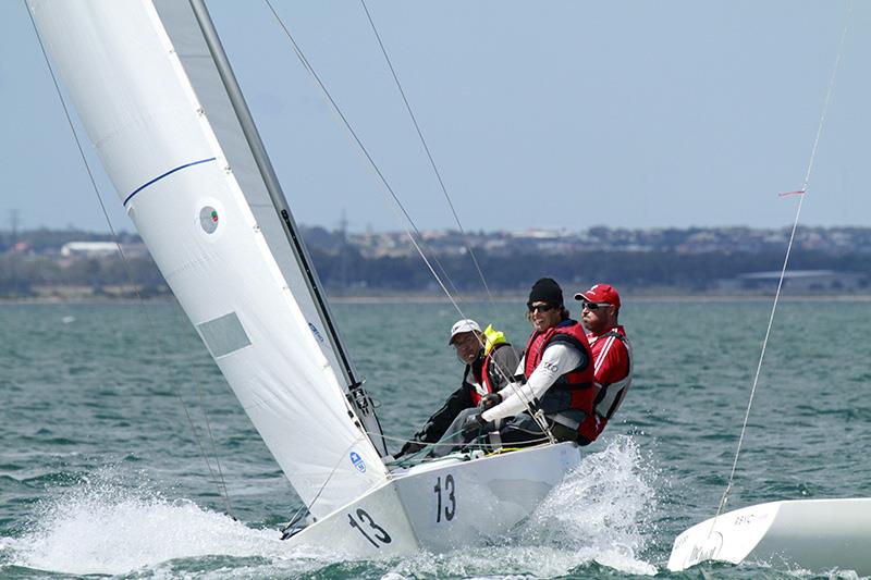 John Abikhair's Jazasa competing in the 2015 Etchells Victorian Championships photo copyright Teri Dodds taken at Royal Geelong Yacht Club and featuring the Etchells class