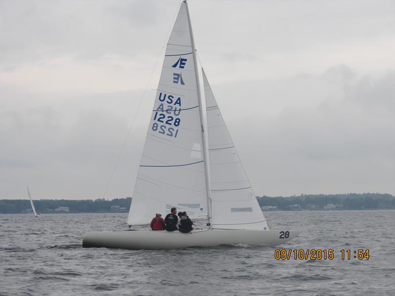 Steve Benjamin's team on a cloudy day 1 at the Etchells North American Championship photo copyright Steve Pickel taken at  and featuring the Etchells class