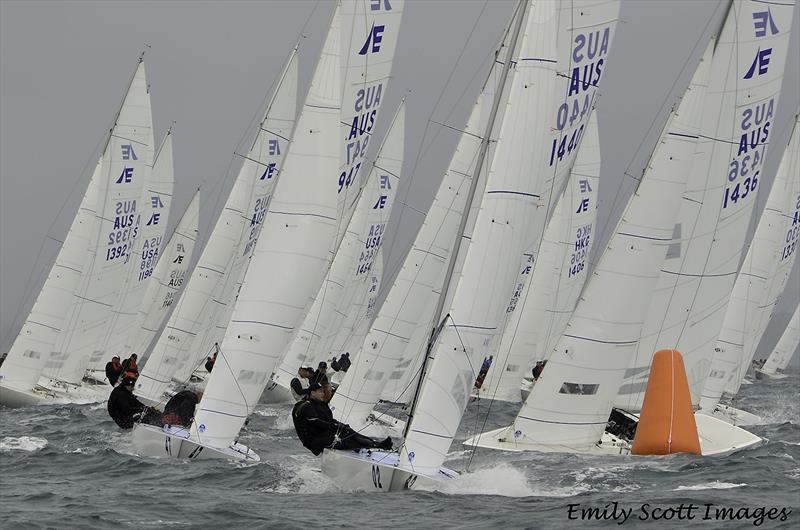 Triad2 with Magpie (Graeme Taylor, James Mayo and Steve Jarvin) in close behind during the 2018 Etchells Queensland State Championship in Brisbane photo copyright Emily Scott Images taken at Royal Queensland Yacht Squadron and featuring the Etchells class