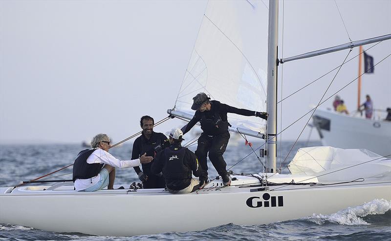 Alfie from Great Britain celebrate their win in race 6 on day 4 of the 2018 Etchells World Championship - photo © Emily Scott Images