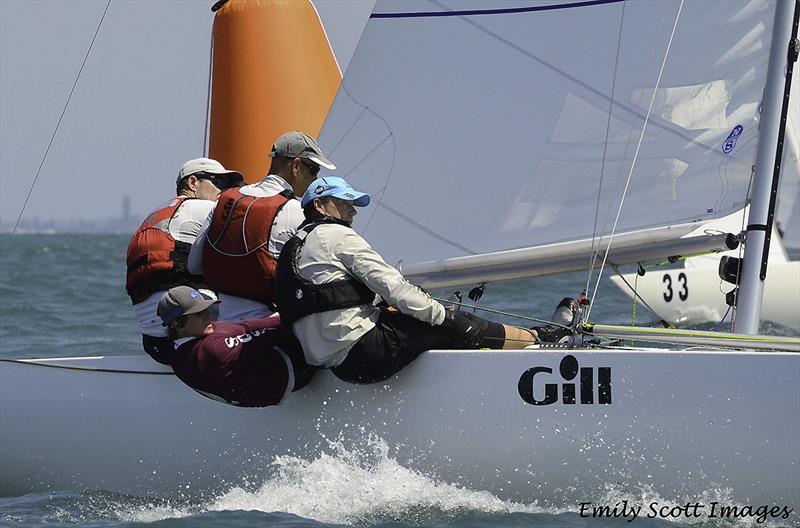 Winners of Race Seven, The Cure, David Clark, Ray Smith, Alan Smith and Angus Sherring on day 5 of the 2018 Etchells World Championship photo copyright Emily Scott Images taken at Royal Queensland Yacht Squadron and featuring the Etchells class