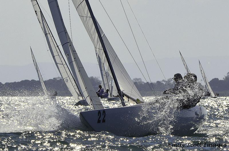 Brisbane Fleet member, Land Rat on the final day of the 2018 Etchells World Championship photo copyright Emily Scott Images taken at Royal Queensland Yacht Squadron and featuring the Etchells class
