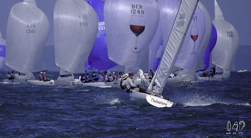 Always good when you're going uphill and they're coming down on the final day of the 2018 Etchells World Championship - photo © Mitchell Pearson / SurfSailKite