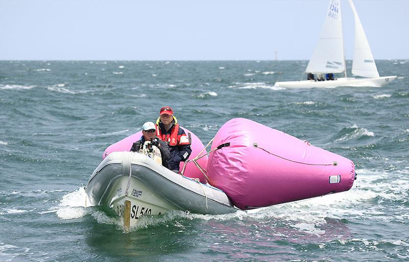 RBYC Commodore Paul Pascoe was one of the volunteers on the course  on day 1 of the 2020 Etchells Australian Championship photo copyright John Curnow taken at Royal Brighton Yacht Club and featuring the Etchells class