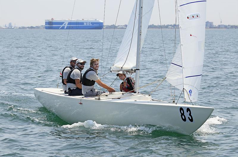 Kirwan Robb, Rodney Muller, Brett Taylor and young Josh Garner on Triad of the 2020 Etchells Australian Championship - photo © John Curnow