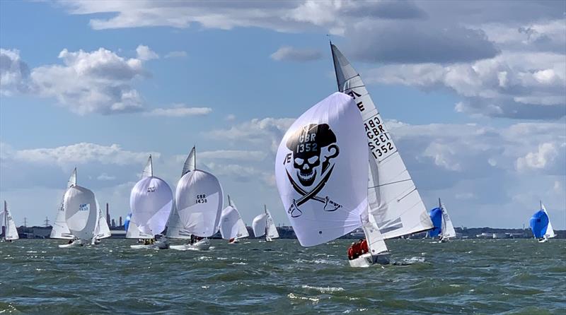 Jolly Roger leading Race 6 of the Etchells Bedrock Trophy photo copyright Rob Goddard taken at Royal Southern Yacht Club and featuring the Etchells class